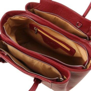 Aparte volnerf lederen handtas   tulipan   intern