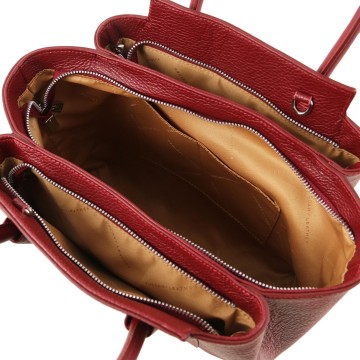 Aparte volnerf lederen handtas   tulipan   open