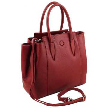 Aparte volnerf lederen handtas   tulipan   zij