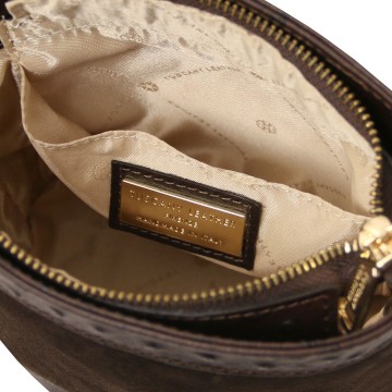 Bucket bag suede en struisvogelprint   ostrea intern