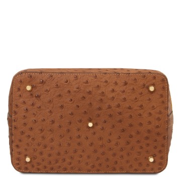 Buideltas suede met struisvogelprint   ostrea bodem