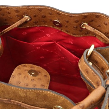 Buideltas suede met struisvogelprint   ostrea intern1