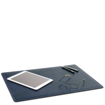 Bureau legger van leder   bureau pad donkerblauw