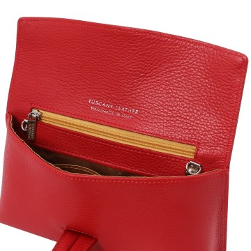 Clutch van gehamerd leder   open