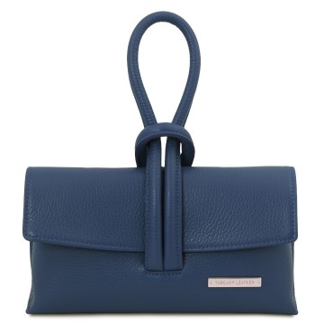 Clutch van gehamerd leer  donkerblauw