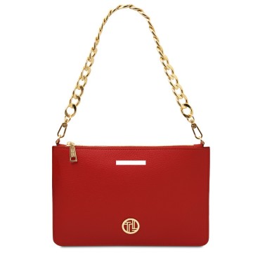 Clutch van leder met kettingriem   diva plaats van gravering