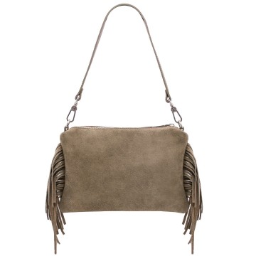 Clutch van suede leder met franjes   nomade achter