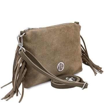 Clutch van suede leder met franjes   nomade zij