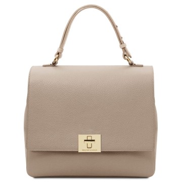 Converteerbare handtas   rugtas van leder   silene  licht taupe
