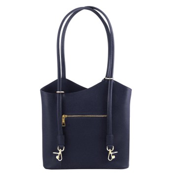 Converteerbare saffiano lederen schoudertas rugtas   achter