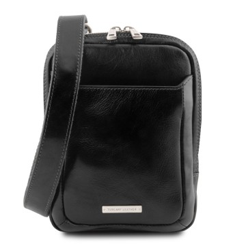 Crossbody herentas van leer   mark   zwart
