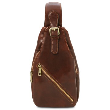 Crossbody tas van italiaans leer   kevin  bruin