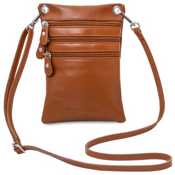 Crossbodytas van soepel leder   mini   maira cognac