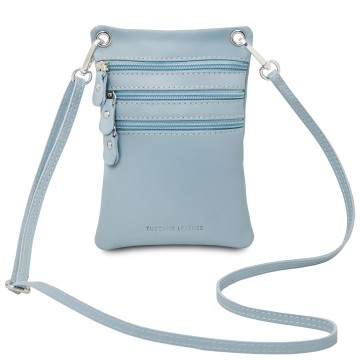 Crossbodytas van soepel leder   mini   maira lichtblauw