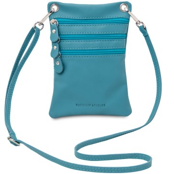 Crossbodytas van soepel leder   mini   maira turquoise