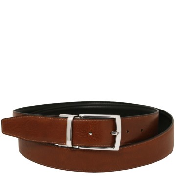 Dubbelzijdige leren riem 35 mm bruin