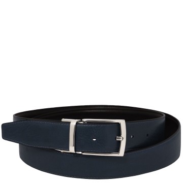 Dubbelzijdige leren riem 35 mm donkerblauw