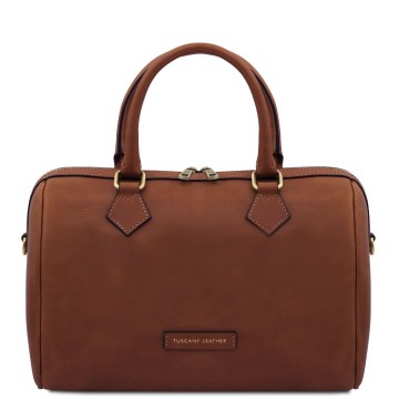 Duffel handtas van mat volnerf leer   barrique bruin