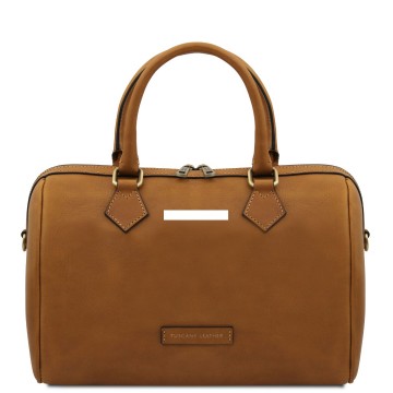 Duffel handtas van mat volnerf leer   barrique plek van de gravure