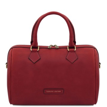 Duffel handtas van mat volnerf leer   barrique rood