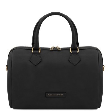 Duffel handtas van mat volnerf leer   barrique zwart 0