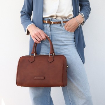 Duffel handtas van mat volnerf leer   barrique