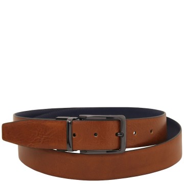 Elegante dubbelzijdige leren riem 35 mm andere kant blauw