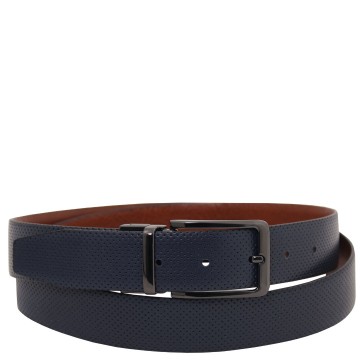 Elegante dubbelzijdige leren riem 35 mm donkerblauw
