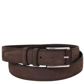 Elegante nubuck leren riem   35 mm kleur donkerbruin