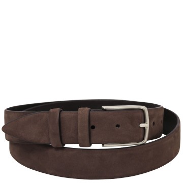Elegante nubuck leren riem 35 mm donkerbruin