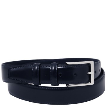 Elegante riem van geborsteld glad leer  35 mm donkerblauw