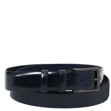 Elegante riem van glad leer 35 mm donkerblauw