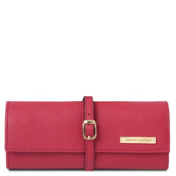 Exclusieve sieradenhouder van gehamerd leer roze