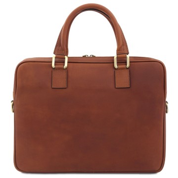 Ferrara laptoptas van mat volnerf leer achterkant