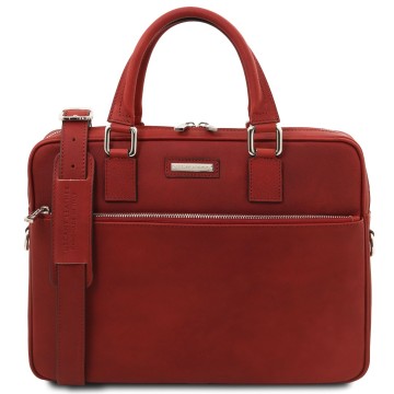 Ferrara laptoptas van mat volnerf leer rood