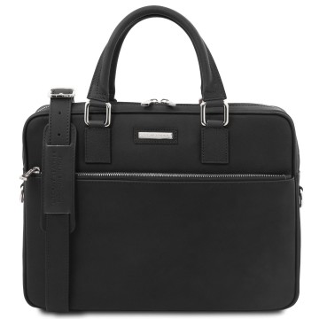 Ferrara laptoptas van mat volnerf leer zwart