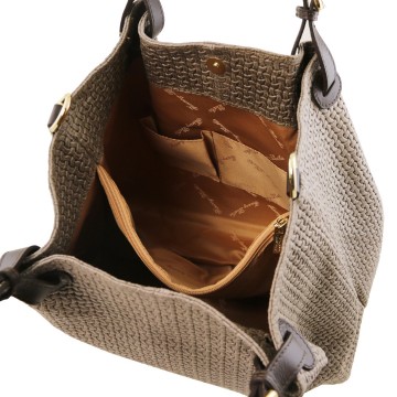 Geweven leren handtas   shopper