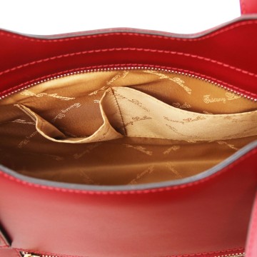 Gladde volnerf lederen handtas   olimpia   large   open