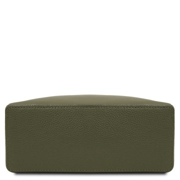 Handtas in zacht leer   scrigno   duffelmodel bodem