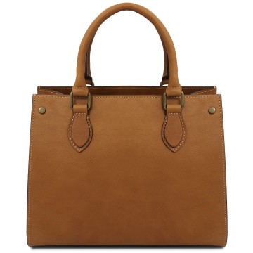 Handtas van embossed leer   dama achterkant