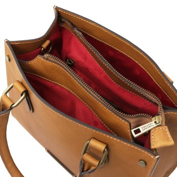 Handtas van embossed leer   dama bovenkant