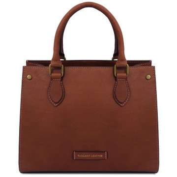 Handtas van embossed leer   dama bruin
