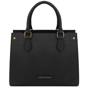 Handtas van embossed leer   dama zwart