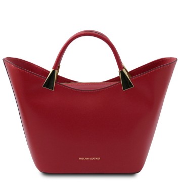 Handtas van glad leder rood 0