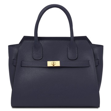 Handtas van leder   origami donkerblauw