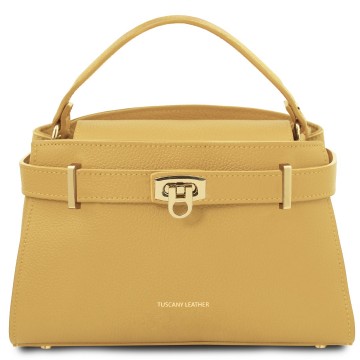 Handtas van leer   maisy pastelgeel
