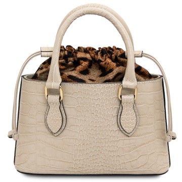 Handtas van leer in krokodillenprint   croque achter