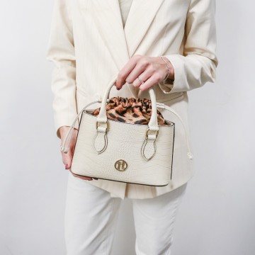 Handtas van leer in krokodillenprint   croque