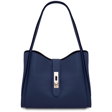 Handtas van soepel leer   soave donkerblauw