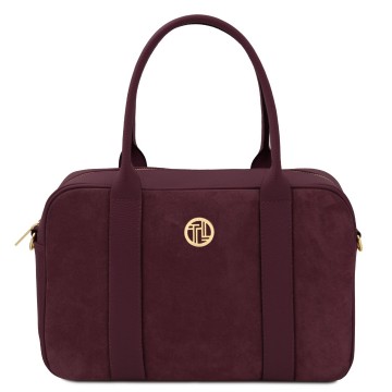 Handtas van suede en leder   stephany bordeaux